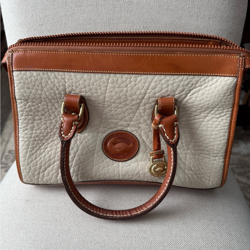 Vintage Dooney & Bourke Cream and Brown Satchel